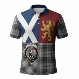 ScotsTee Shop Scottish Glen Crest Tartan Polo Shirt Lion Rampant Saltire