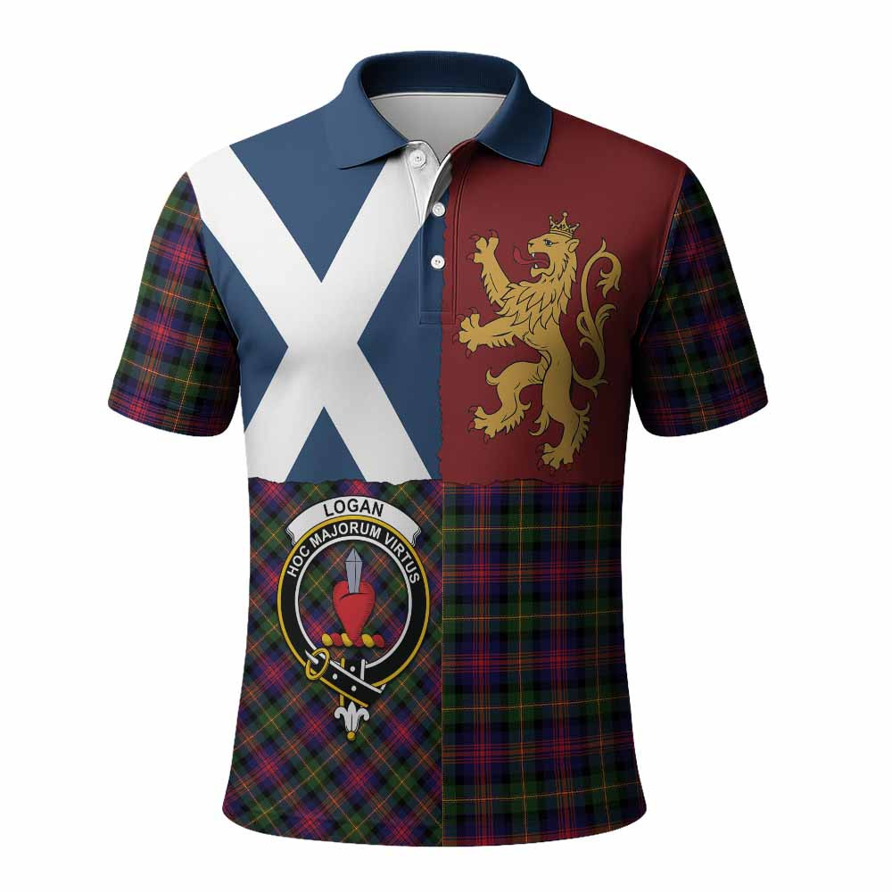 ScotsTee Shop Scottish Logan Crest Tartan Polo Shirt Lion Rampant Saltire