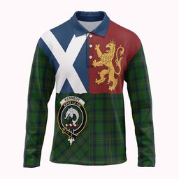 ScotsTee Shop Scottish Kennedy Crest Tartan Polo Shirt Lion Rampant Saltire