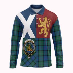ScotsTee Shop Scottish MacThomas (McThomas) Crest Tartan Polo Shirt Lion Rampant Saltire
