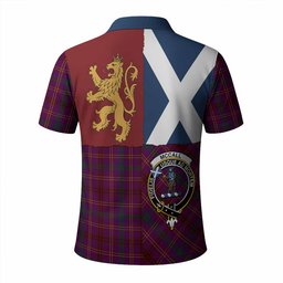 ScotsTee Shop Scottish McCall (Caithness) Crest Tartan Polo Shirt Lion Rampant Saltire
