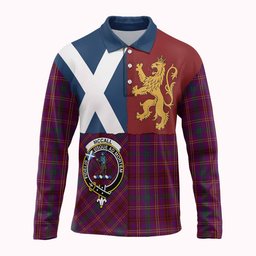 ScotsTee Shop Scottish McCall (Caithness) Crest Tartan Polo Shirt Lion Rampant Saltire
