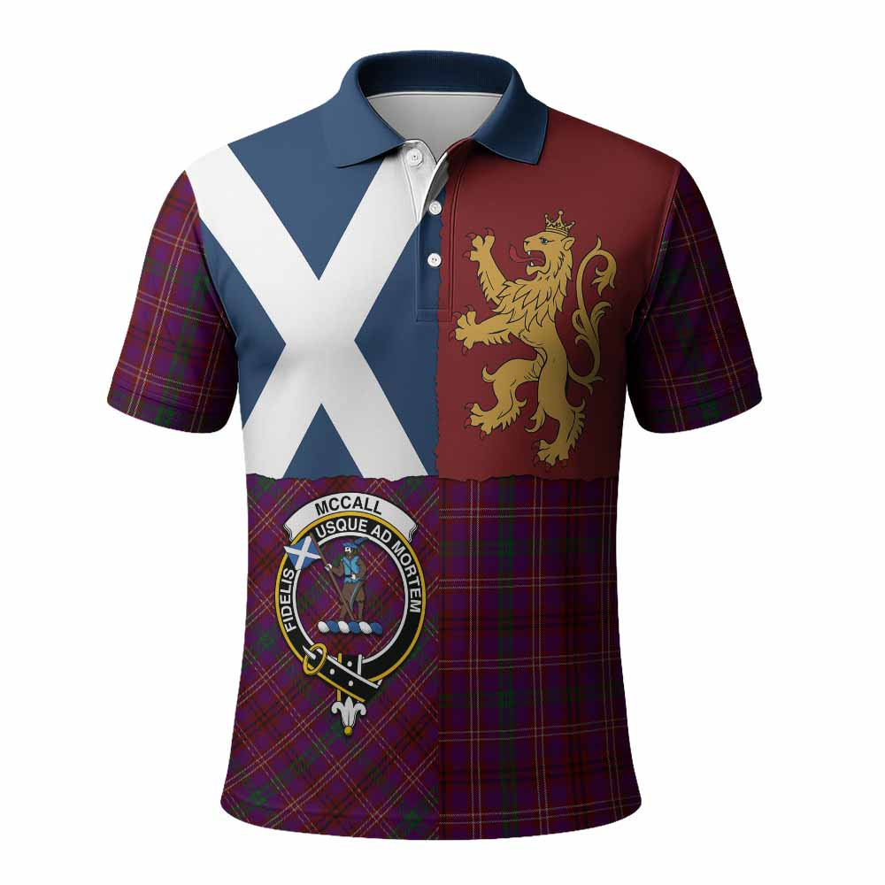 ScotsTee Shop Scottish McCall (Caithness) Crest Tartan Polo Shirt Lion Rampant Saltire