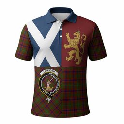 ScotsTee Shop Scottish Lumsden Crest Tartan Polo Shirt Lion Rampant Saltire