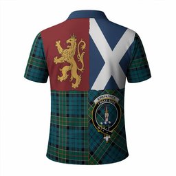 ScotsTee Shop Scottish Kirkpatrick Crest Tartan Polo Shirt Lion Rampant Saltire