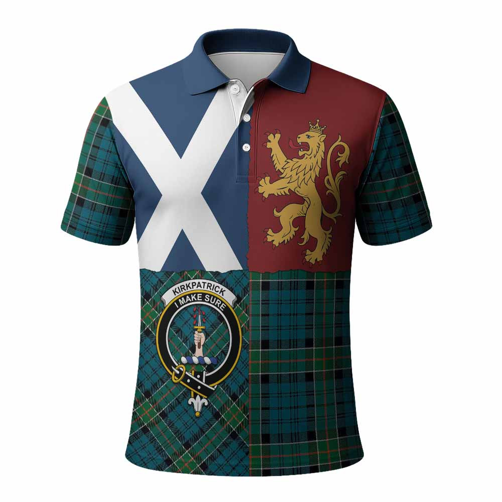 ScotsTee Shop Scottish Kirkpatrick Crest Tartan Polo Shirt Lion Rampant Saltire