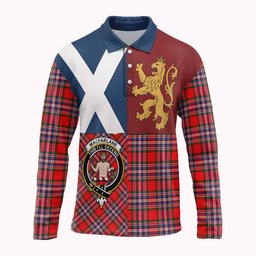 ScotsTee Shop Scottish MacFarlane (McFarlane) Crest Tartan Polo Shirt Lion Rampant Saltire