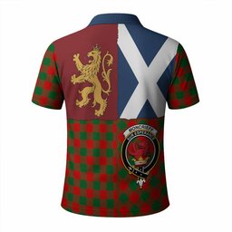 ScotsTee Shop Scottish Moncrieff (Moncreiffe) Crest Tartan Polo Shirt Lion Rampant Saltire