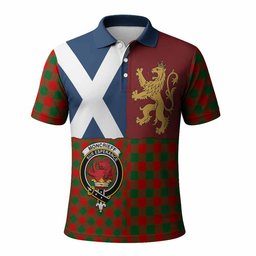 ScotsTee Shop Scottish Moncrieff (Moncreiffe) Crest Tartan Polo Shirt Lion Rampant Saltire