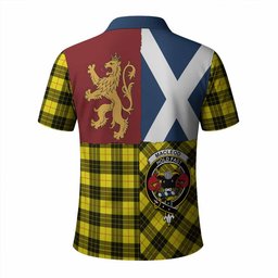 ScotsTee Shop Scottish MacLeod (McLeod) Crest Tartan Polo Shirt Lion Rampant Saltire
