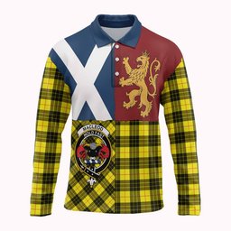 ScotsTee Shop Scottish MacLeod (McLeod) Crest Tartan Polo Shirt Lion Rampant Saltire