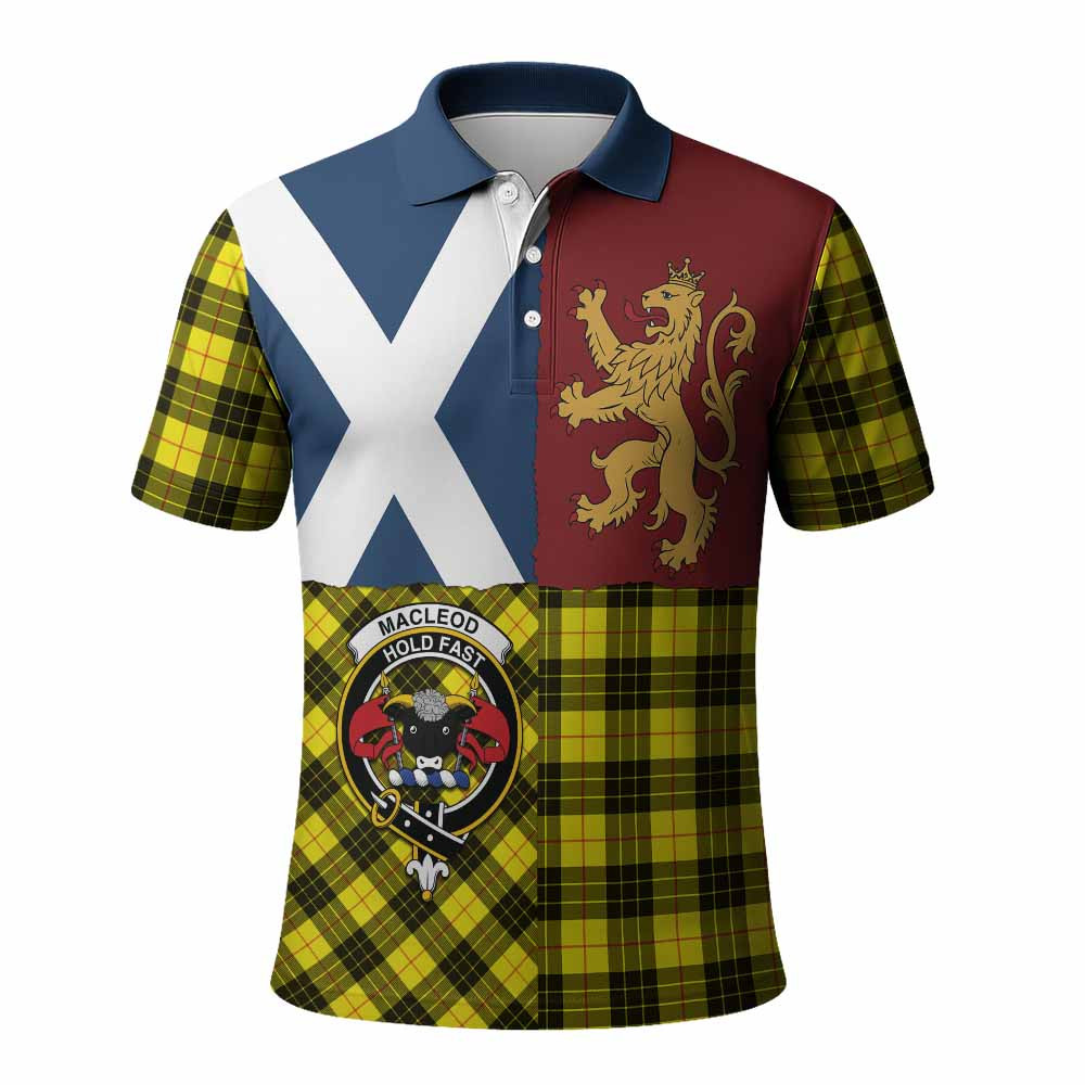 ScotsTee Shop Scottish MacLeod (McLeod) Crest Tartan Polo Shirt Lion Rampant Saltire