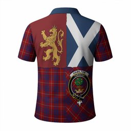 ScotsTee Shop Scottish Hamilton Crest Tartan Polo Shirt Lion Rampant Saltire