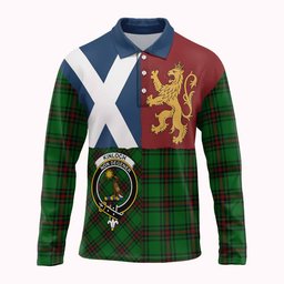 ScotsTee Shop Scottish Kinloch Crest Tartan Polo Shirt Lion Rampant Saltire