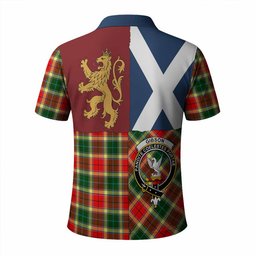 ScotsTee Shop Scottish Gibson (Gibbs or Gibsone) Crest Tartan Polo Shirt Lion Rampant Saltire