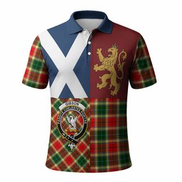 ScotsTee Shop Scottish Gibson (Gibbs or Gibsone) Crest Tartan Polo Shirt Lion Rampant Saltire