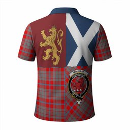 ScotsTee Shop Scottish Moubray Crest Tartan Polo Shirt Lion Rampant Saltire