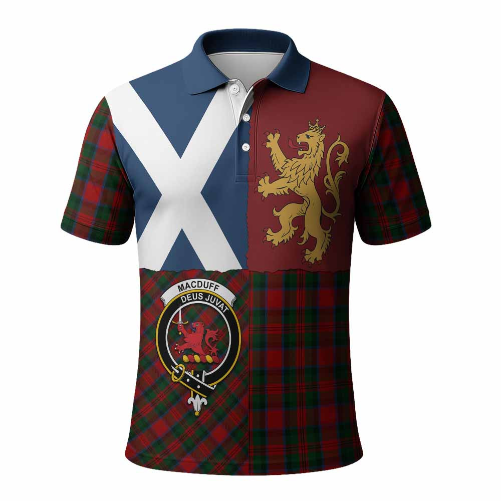 ScotsTee Shop Scottish MacDuff (McDuff) Crest Tartan Polo Shirt Lion Rampant Saltire
