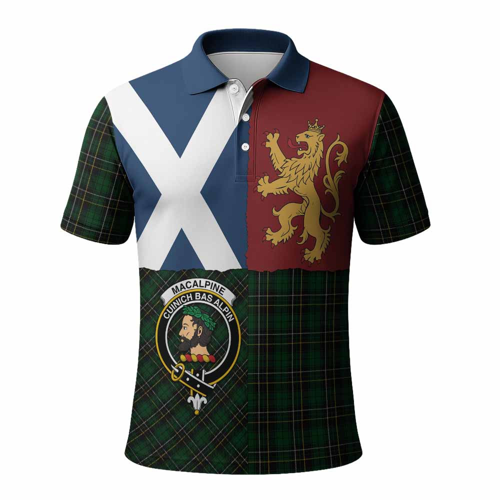 ScotsTee Shop Scottish MacAlpine (MacAlpin) Crest Tartan Polo Shirt Lion Rampant Saltire