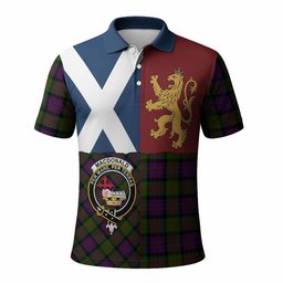 ScotsTee Shop Scottish MacDonald (McDonald) Crest Tartan Polo Shirt Lion Rampant Saltire