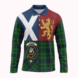 ScotsTee Shop Scottish Duncan Crest Tartan Polo Shirt Lion Rampant Saltire