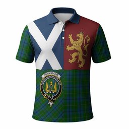 ScotsTee Shop Scottish Johnstone (Johnston) Crest Tartan Polo Shirt Lion Rampant Saltire