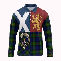 ScotsTee Shop Scottish Jamieson Crest Tartan Polo Shirt Lion Rampant Saltire
