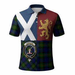 ScotsTee Shop Scottish Jamieson Crest Tartan Polo Shirt Lion Rampant Saltire
