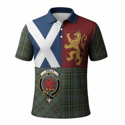 ScotsTee Shop Scottish Kelly Crest Tartan Polo Shirt Lion Rampant Saltire