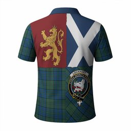 ScotsTee Shop Scottish Lockhart Crest Tartan Polo Shirt Lion Rampant Saltire