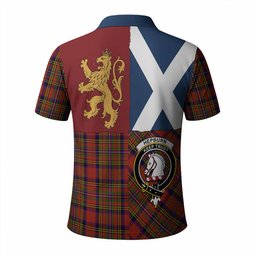 ScotsTee Shop Scottish Hepburn Crest Tartan Polo Shirt Lion Rampant Saltire