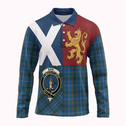 ScotsTee Shop Scottish Bain Crest Tartan Polo Shirt Lion Rampant Saltire