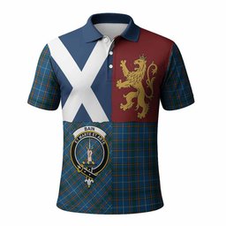 ScotsTee Shop Scottish Bain Crest Tartan Polo Shirt Lion Rampant Saltire
