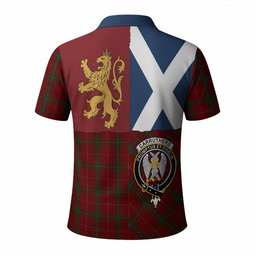 ScotsTee Shop Scottish Carruthers Crest Tartan Polo Shirt Lion Rampant Saltire