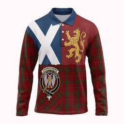 ScotsTee Shop Scottish Carruthers Crest Tartan Polo Shirt Lion Rampant Saltire