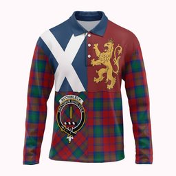 ScotsTee Shop Scottish Auchinleck (Affleck) Crest Tartan Polo Shirt Lion Rampant Saltire