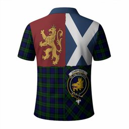 ScotsTee Shop Scottish Campbell Crest Tartan Polo Shirt Lion Rampant Saltire