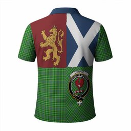 ScotsTee Shop Scottish Currie Crest Tartan Polo Shirt Lion Rampant Saltire