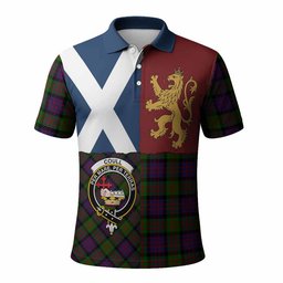 ScotsTee Shop Scottish Coull Crest Tartan Polo Shirt Lion Rampant Saltire