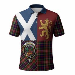 ScotsTee Shop Scottish Christie Crest Tartan Polo Shirt Lion Rampant Saltire