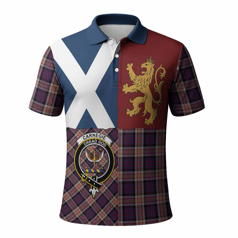 ScotsTee Shop Scottish Carnegie Crest Tartan Polo Shirt Lion Rampant Saltire