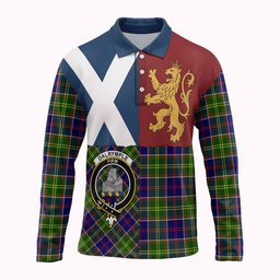 ScotsTee Shop Scottish Dalrymple Crest Tartan Polo Shirt Lion Rampant Saltire