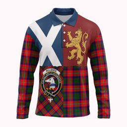 ScotsTee Shop Scottish Belshes (Belsches) Crest Tartan Polo Shirt Lion Rampant Saltire