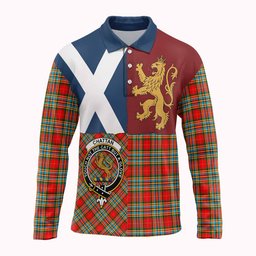 ScotsTee Shop Scottish Chattan Crest Tartan Polo Shirt Lion Rampant Saltire