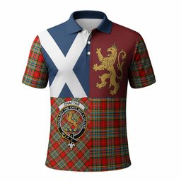 ScotsTee Shop Scottish Chattan Crest Tartan Polo Shirt Lion Rampant Saltire