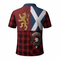 ScotsTee Shop Scottish Cunningham Crest Tartan Polo Shirt Lion Rampant Saltire