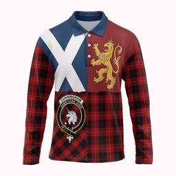 ScotsTee Shop Scottish Cunningham Crest Tartan Polo Shirt Lion Rampant Saltire