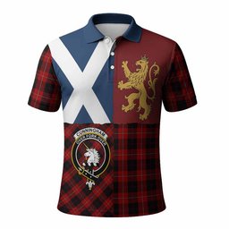 ScotsTee Shop Scottish Cunningham Crest Tartan Polo Shirt Lion Rampant Saltire