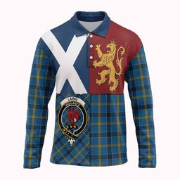 ScotsTee Shop Scottish Laing Crest Tartan Polo Shirt Lion Rampant Saltire