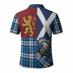 ScotsTee Shop Scottish Hutton Crest Tartan Polo Shirt Lion Rampant Saltire